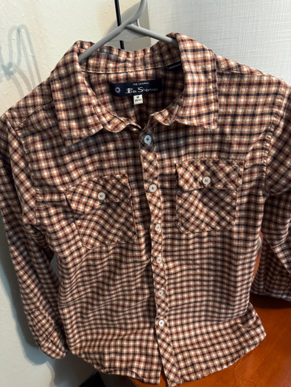 Ben Sherman Boy’s Plaid Casual Button-Down Shirt Size Medium